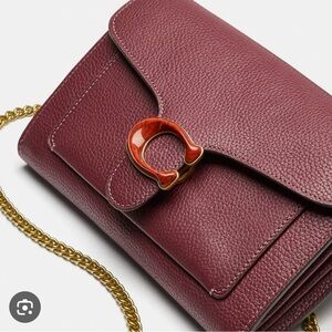 NWT Coach Tabby Chain Clutch Wine WOC